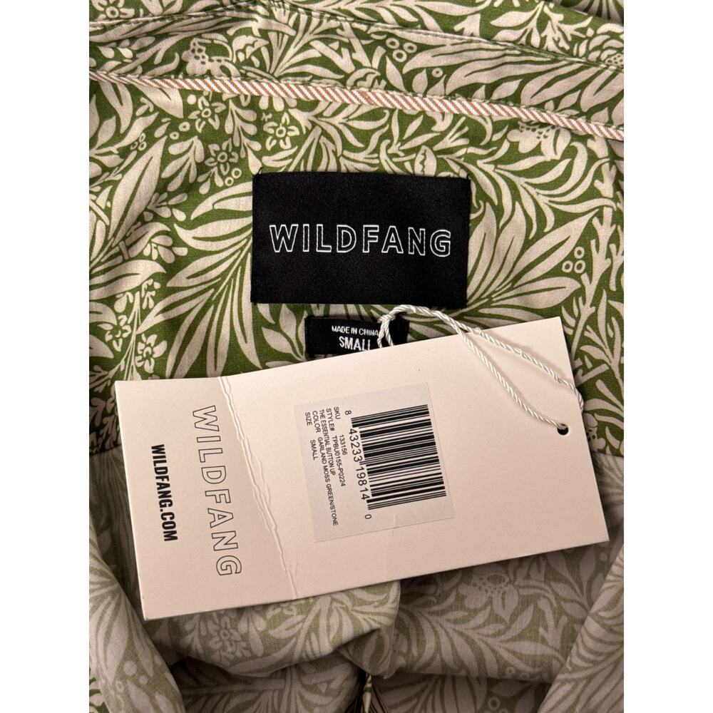 Wildfang Green Leaf Print Short Sleeve Button-Down Shirt - Picture 7 of 8